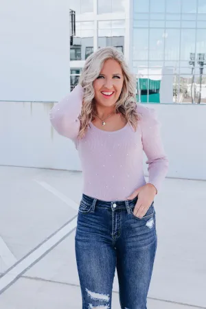 Laurissa Rhinestone Sweater - Lilac