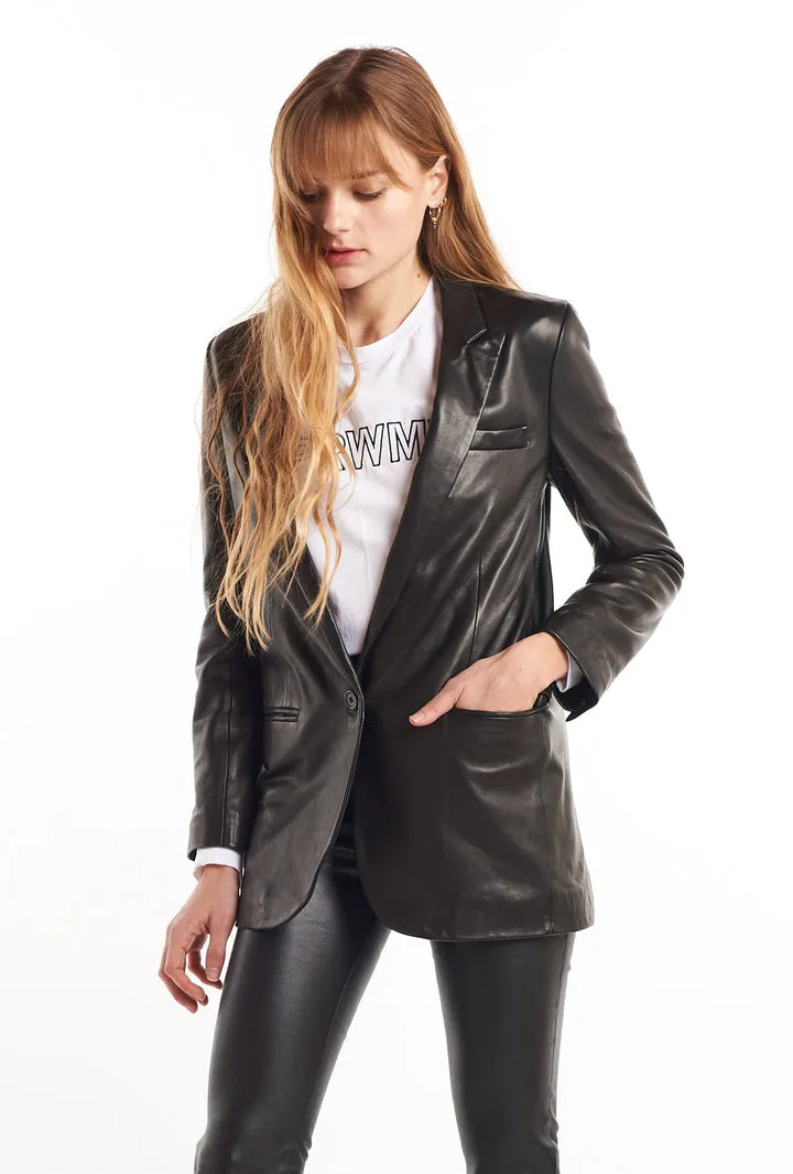 Leather Blazer in Black