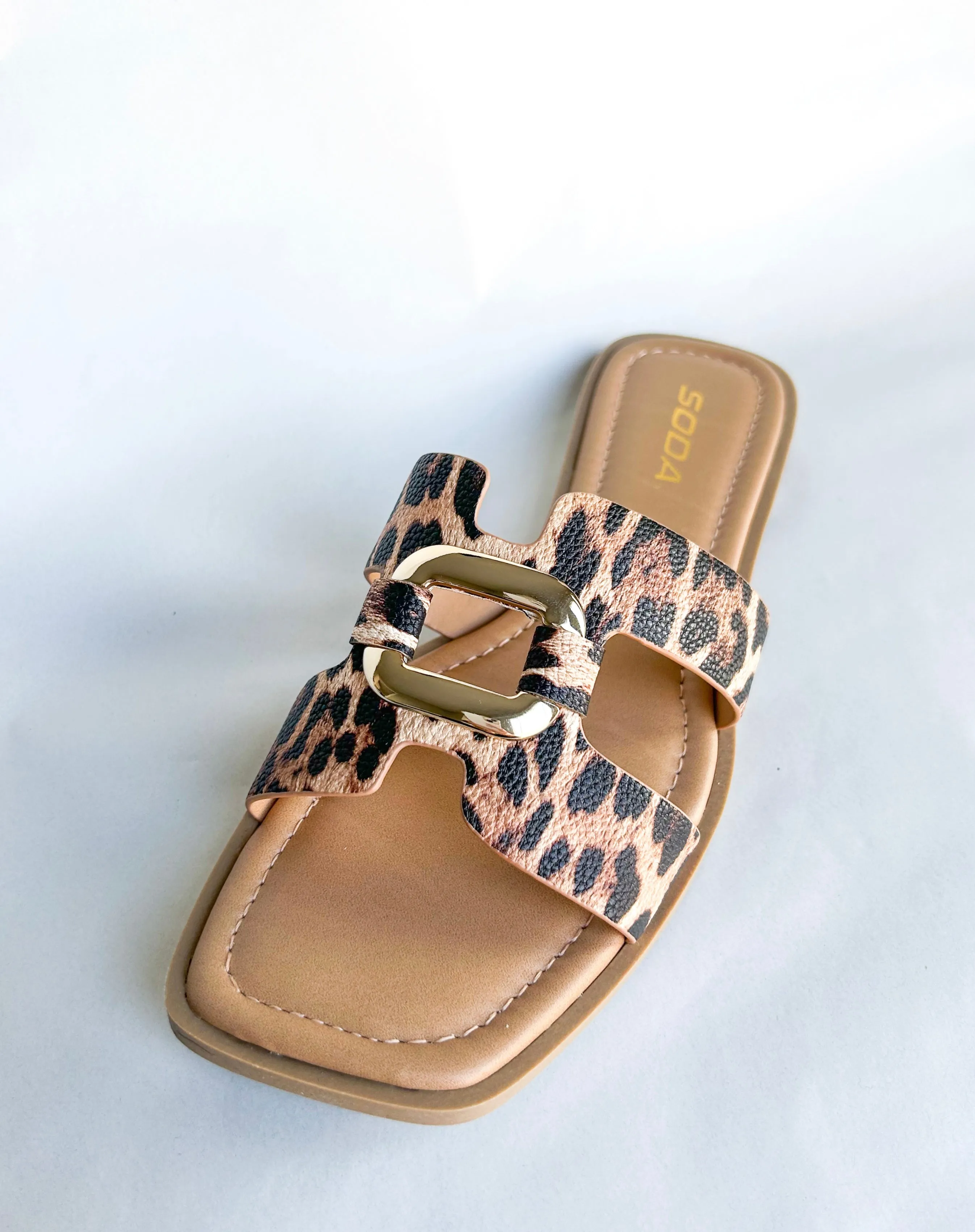 Leopard Gold Rectangle Sandals