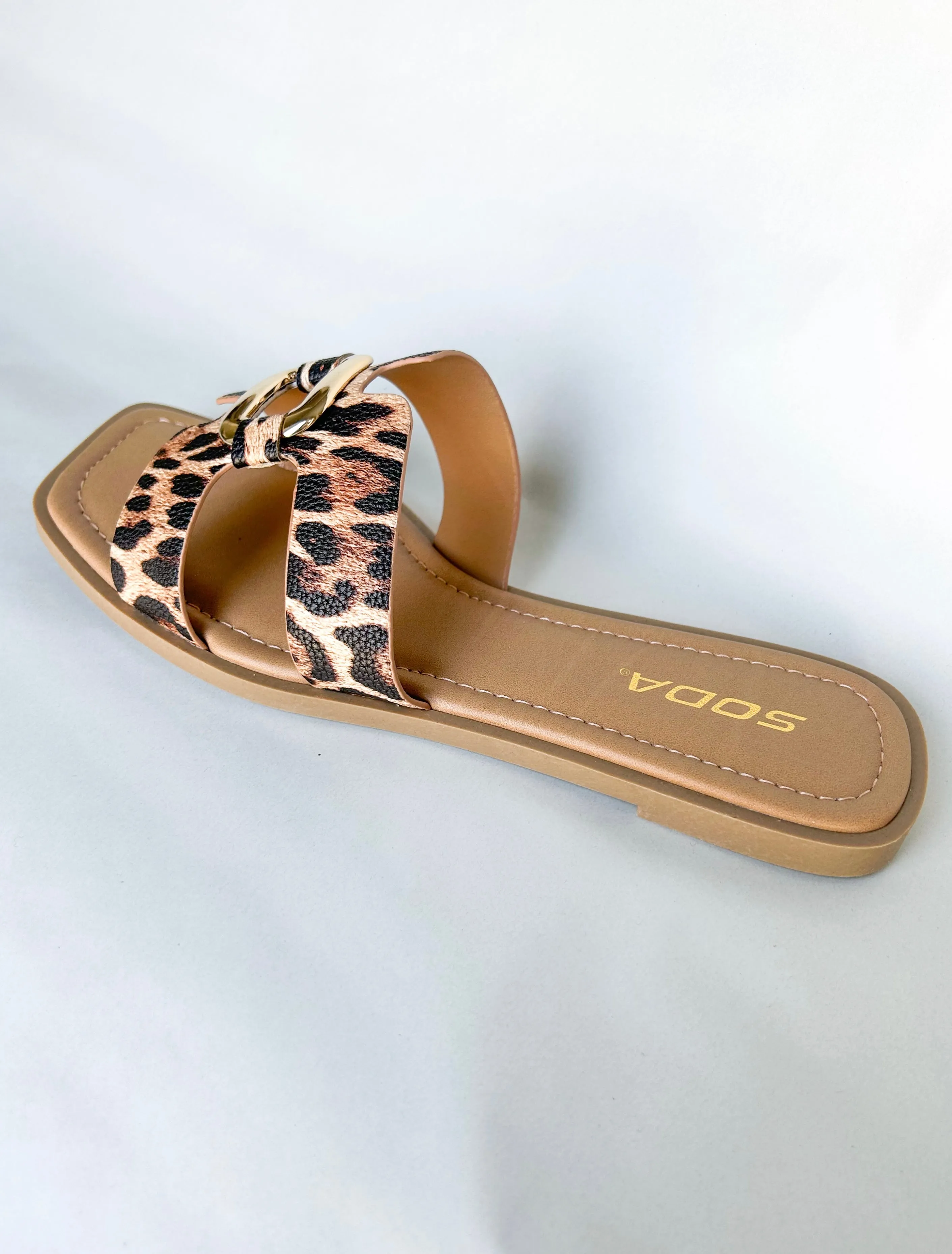 Leopard Gold Rectangle Sandals