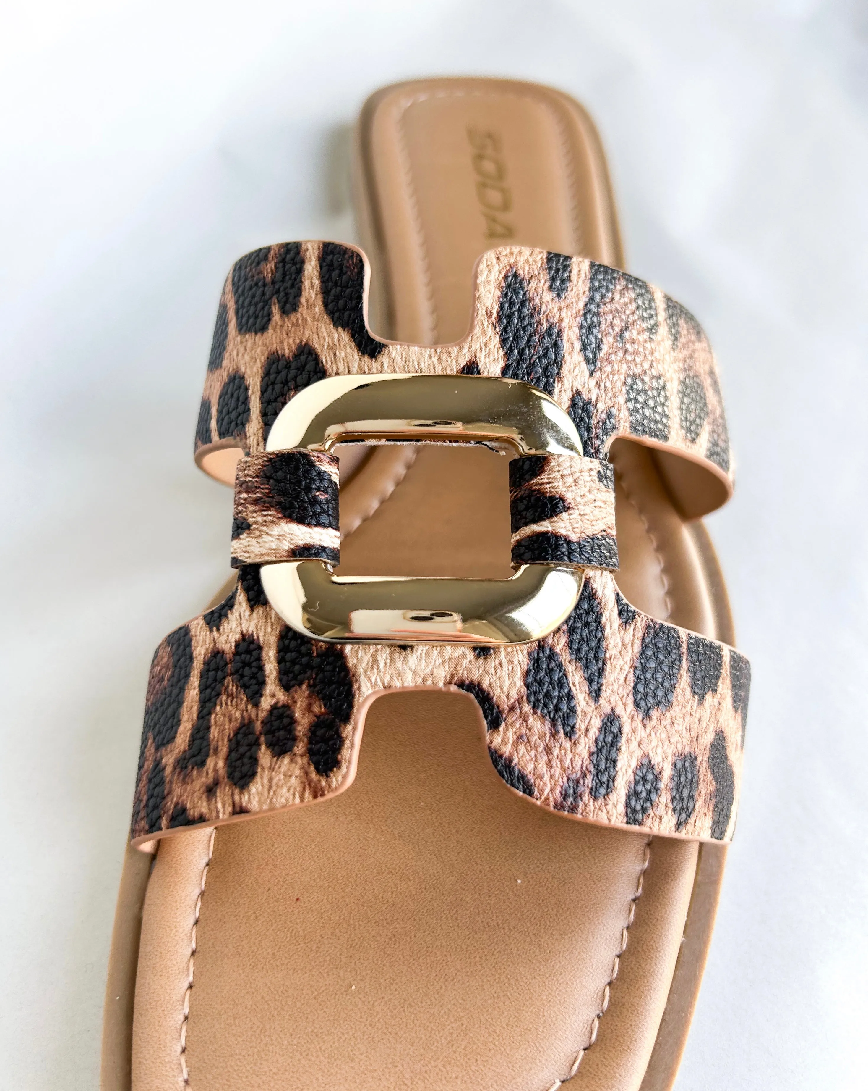 Leopard Gold Rectangle Sandals