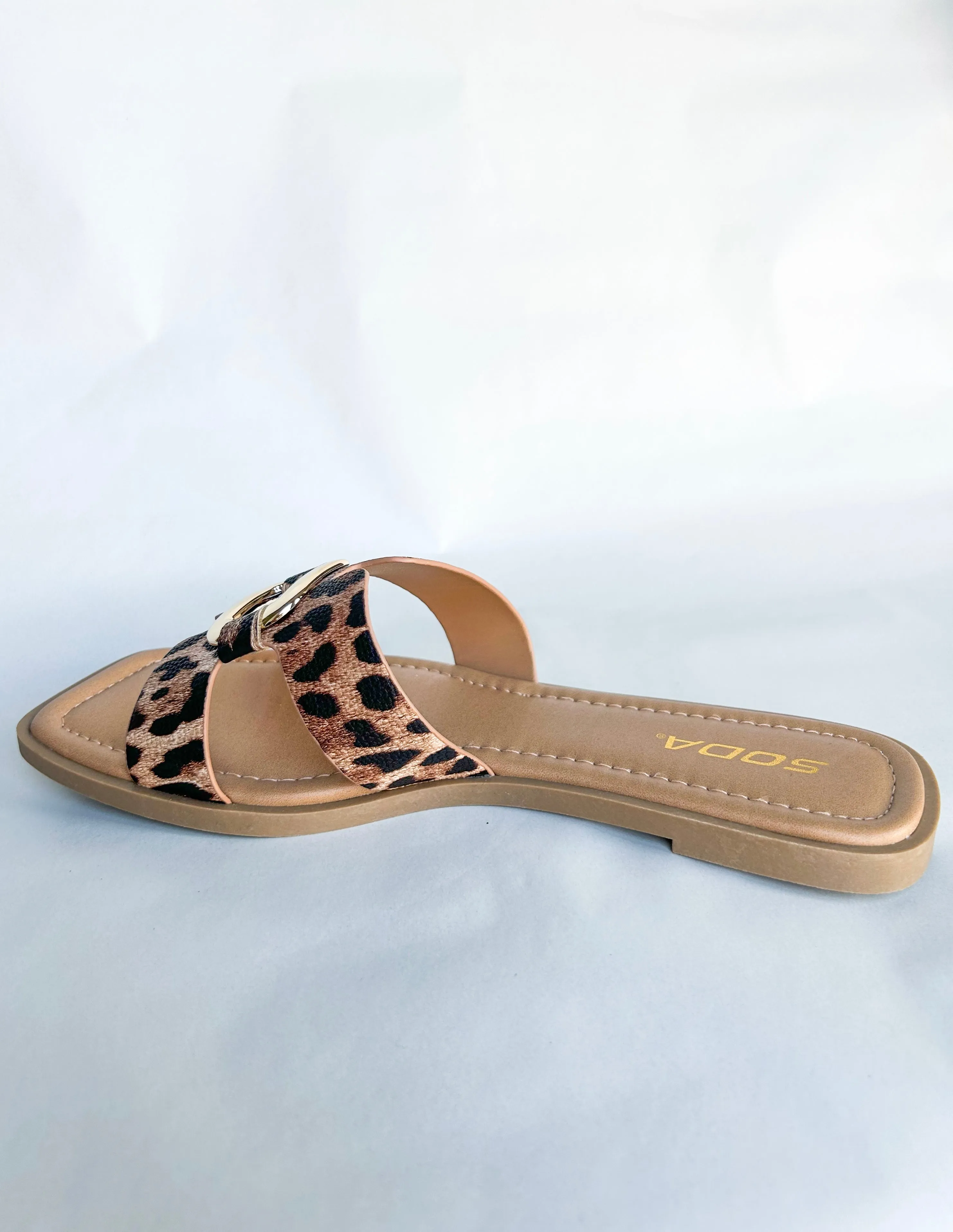 Leopard Gold Rectangle Sandals