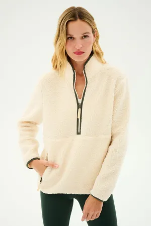 Libby Sherpa Half Zip - Creme/Military