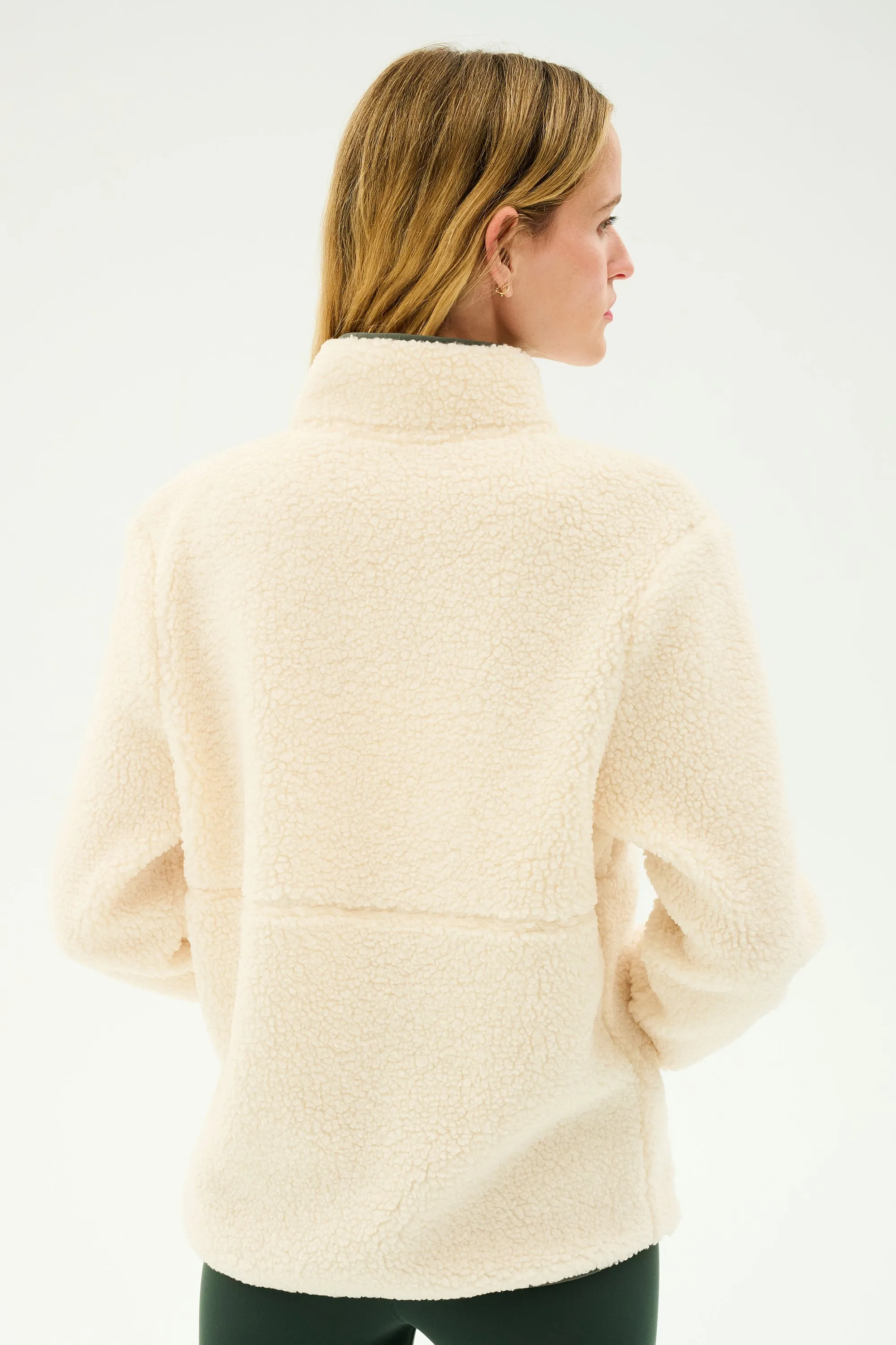 Libby Sherpa Half Zip - Creme/Military