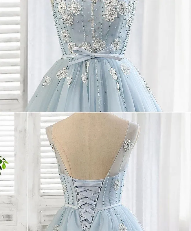 Light Blue Round Neckline Short Party Dress , Homecoming Dresses