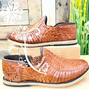 Light Brown Tejido Leather Men Shoes
