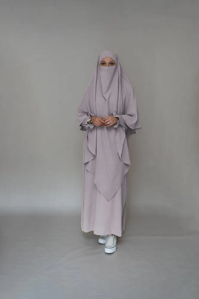 Light Gray Two layer khimar niqab feature