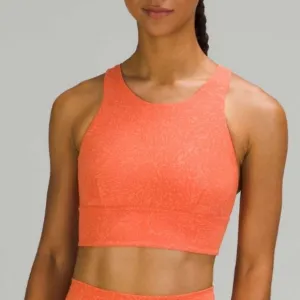Lululemon Wunder Train Long-Line Bra Coral Razor Back Tang Top Style Size 14