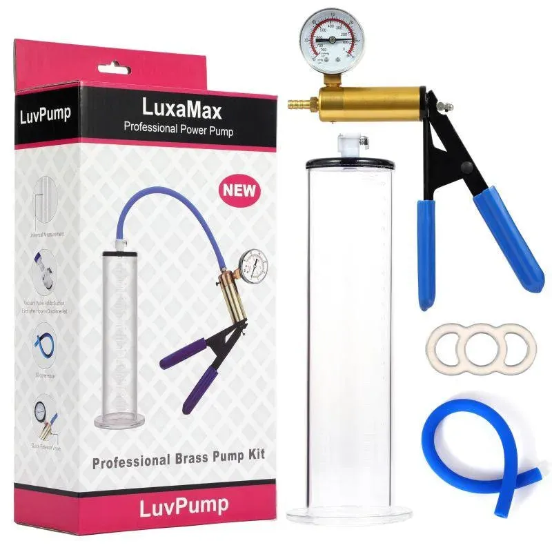LuxaMax Brass Handle Penis Pump Set w Gauge