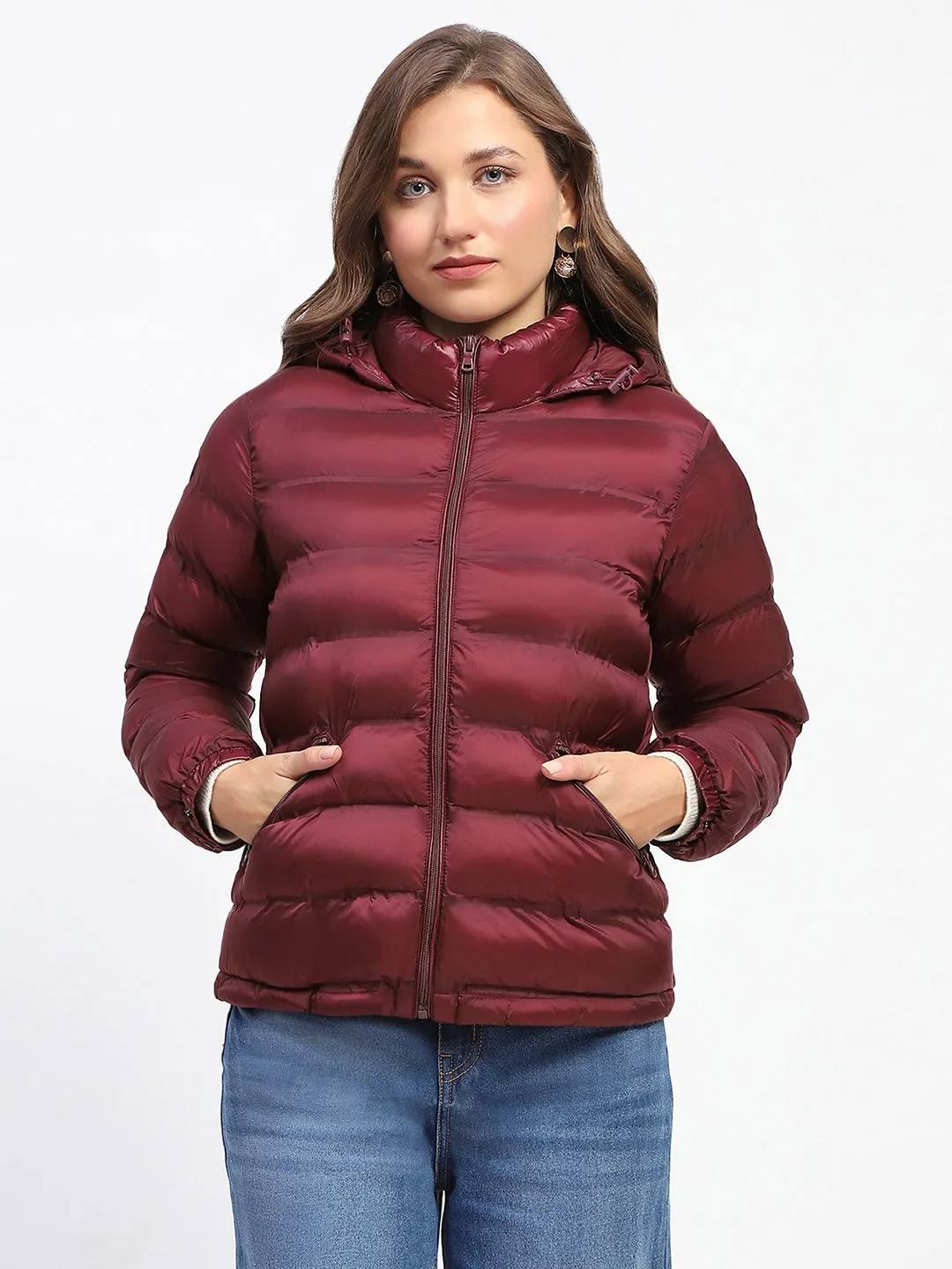 Madame Quilted Cotton Maroon Puffer Jacket