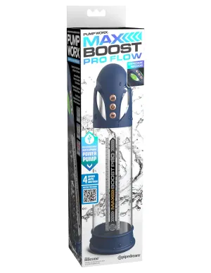Max Boost Pro Flow Penis Pump - Blue/clear