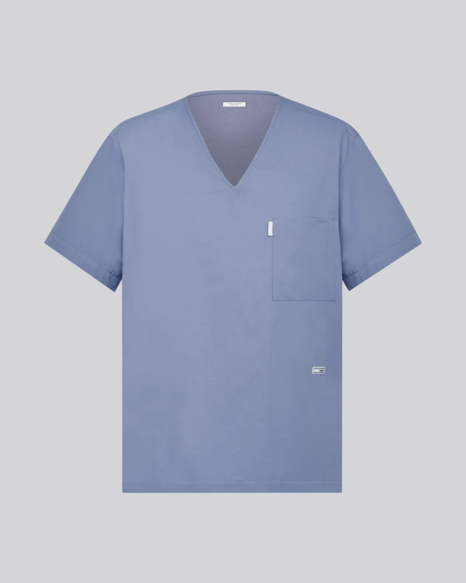 Men's V-neck Office Scrub Top | Woven Stretch