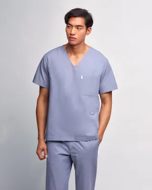 Men's V-neck Office Scrub Top | Woven Stretch
