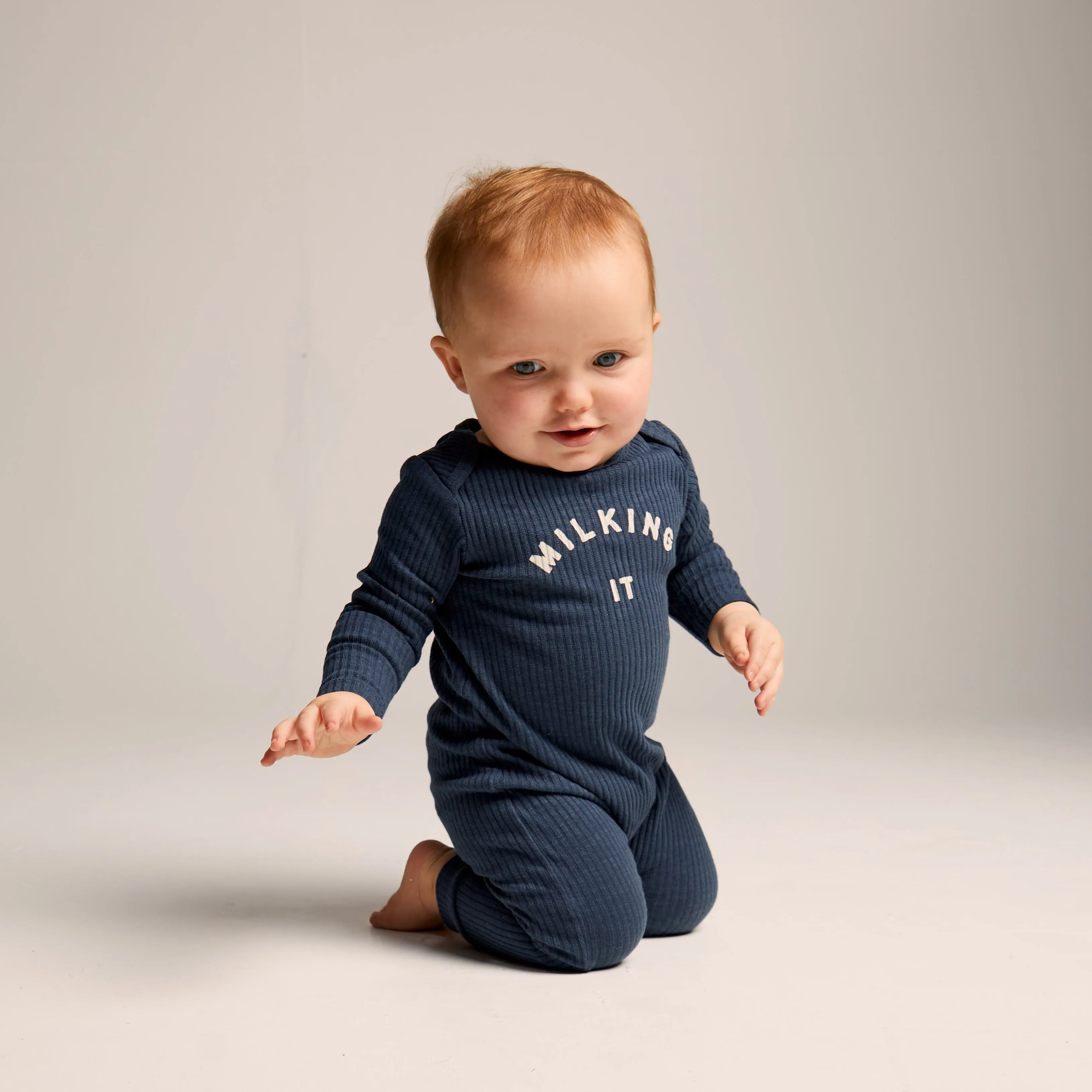 Milking It Cotton Rib Baby Onesie (Navy)