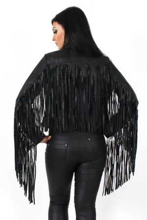 Minnie Black Tassel PU Jacket