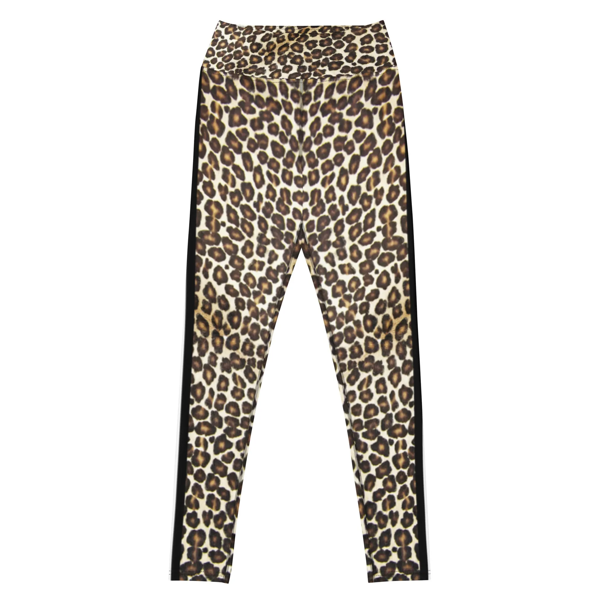 Natural Leopard W/Stripes Yoga Leggings