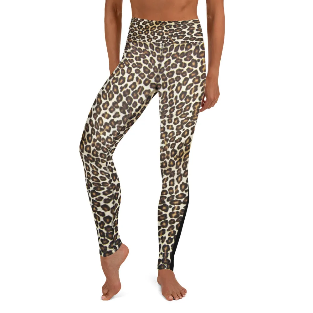 Natural Leopard W/Stripes Yoga Leggings