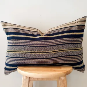 Navy/Yellow Ikat Lumbar Pillow Cover