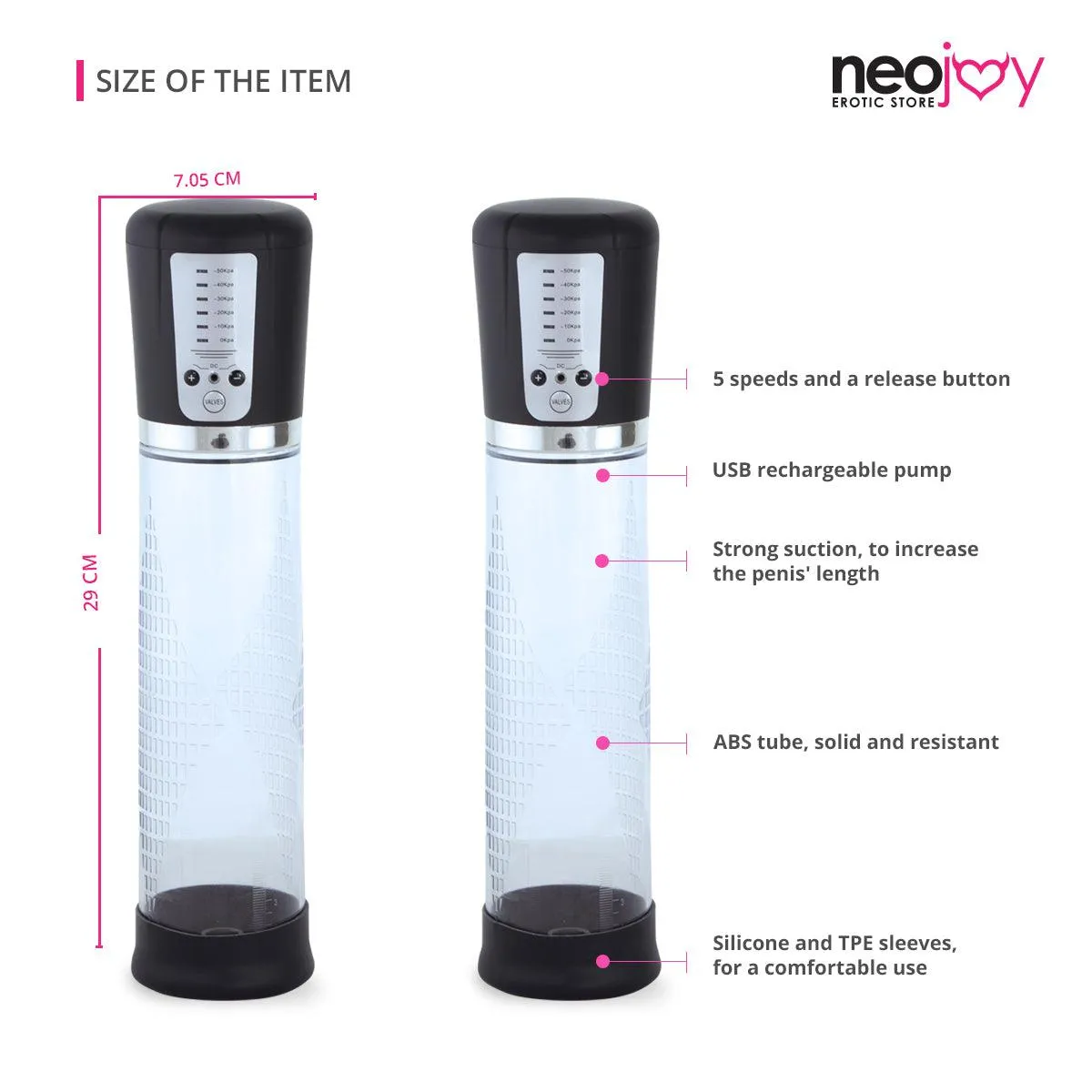 Neojoy Sexual Enhancer Male Penis Pump with USB