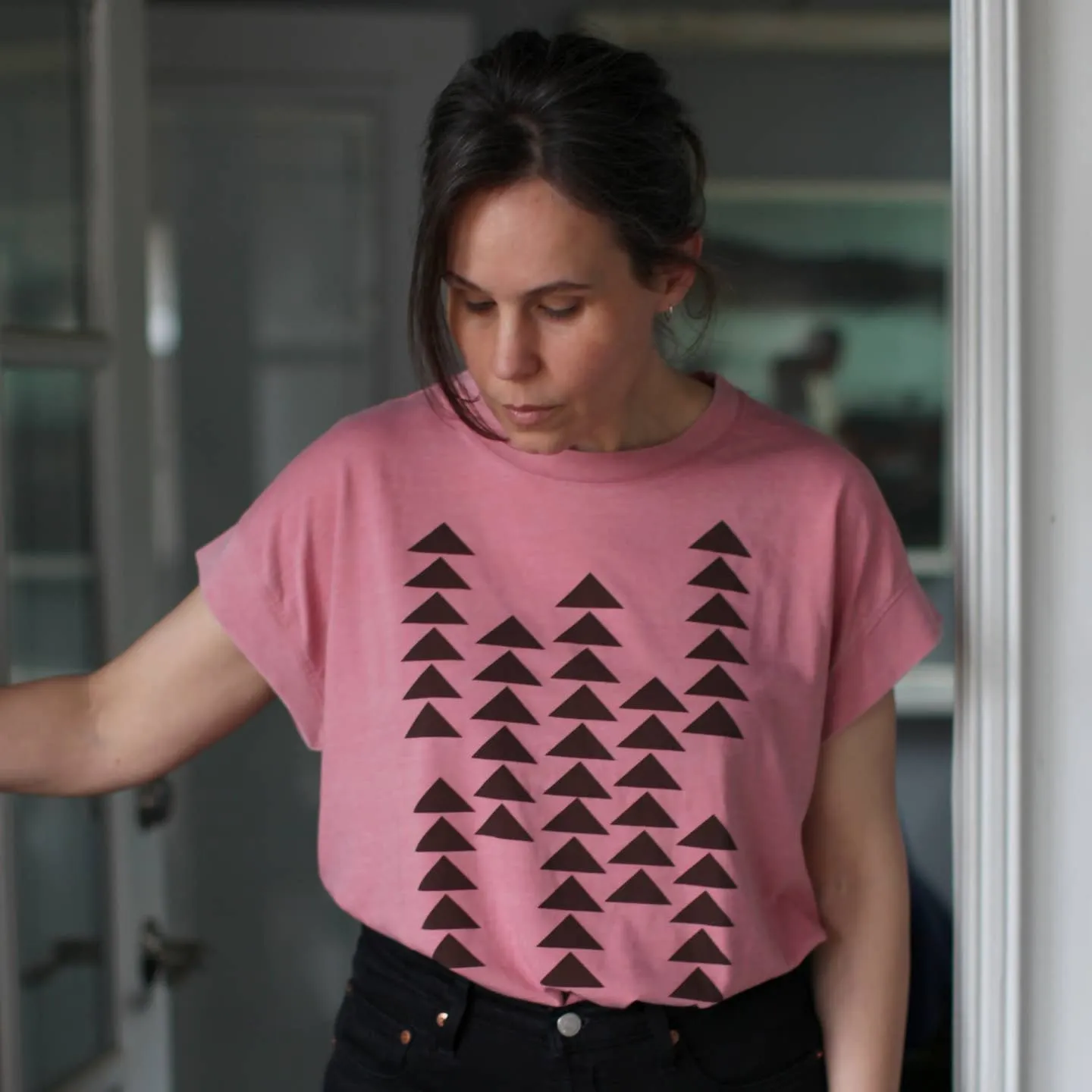 NEW! Geometric Desert Mountain Loose Fitting Boxy Tee in Mauve by Blackbird Supply Co.