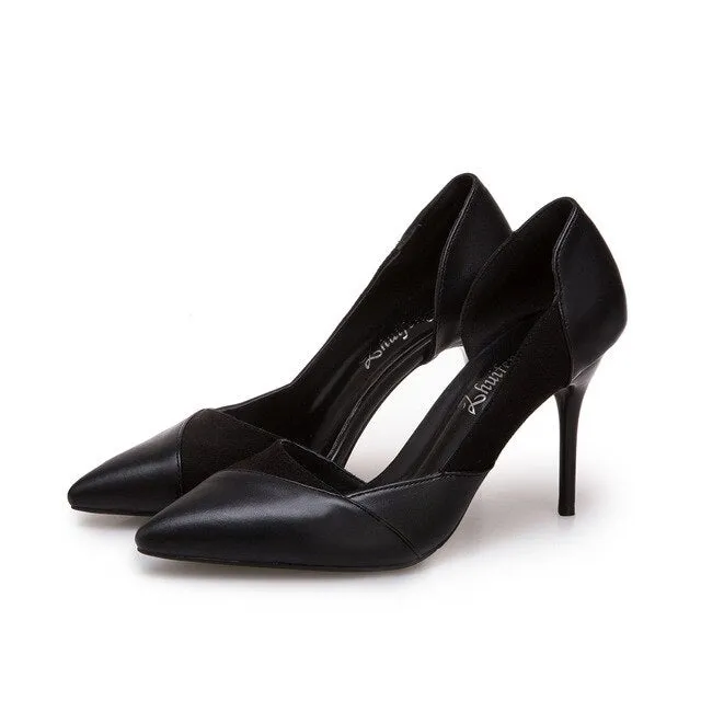 New Pointed Toe Leather Women Pumps Fashion Office Shoes Women Sexy High Heels Shoes Thin Heel Women 's Wedding Shoes