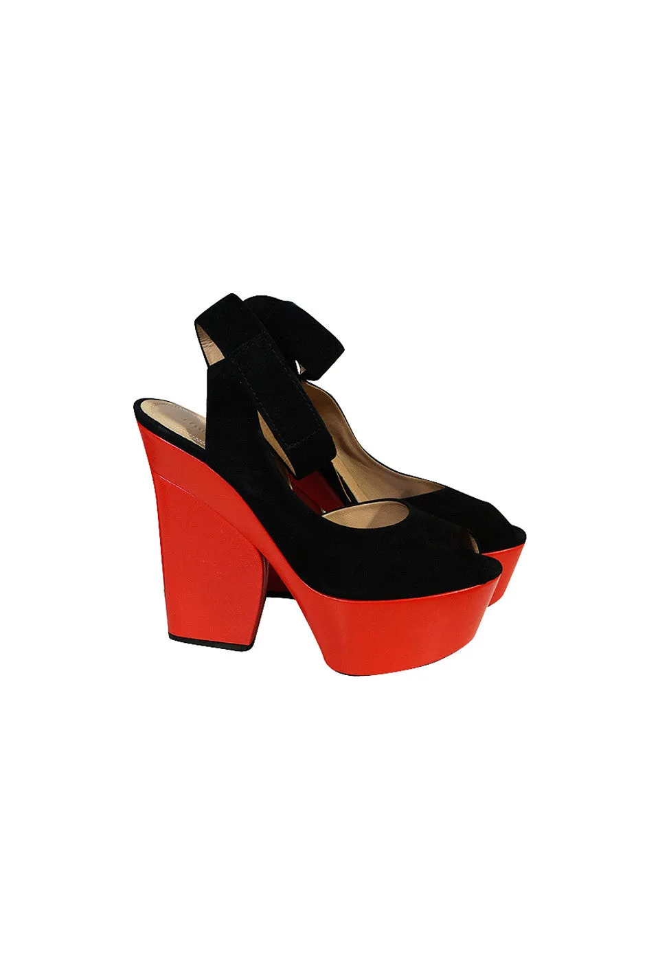NIB Spring 2012 Celine Suede Lipstick Red Platforms