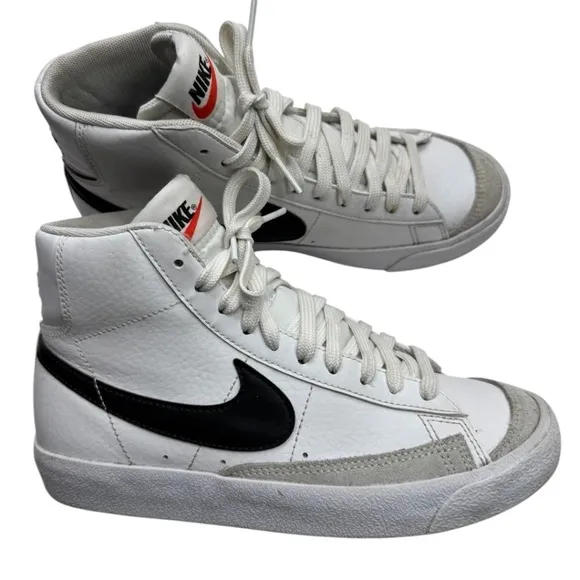 Nike Blazer Mid 77 Big Kid's White Black Youth Shoes DA4086-100 US Size 5Y