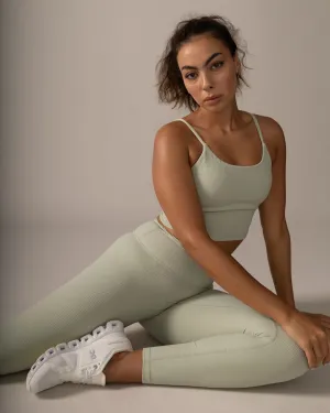 North Star Rib Soft Compression Sports Bra - Mint