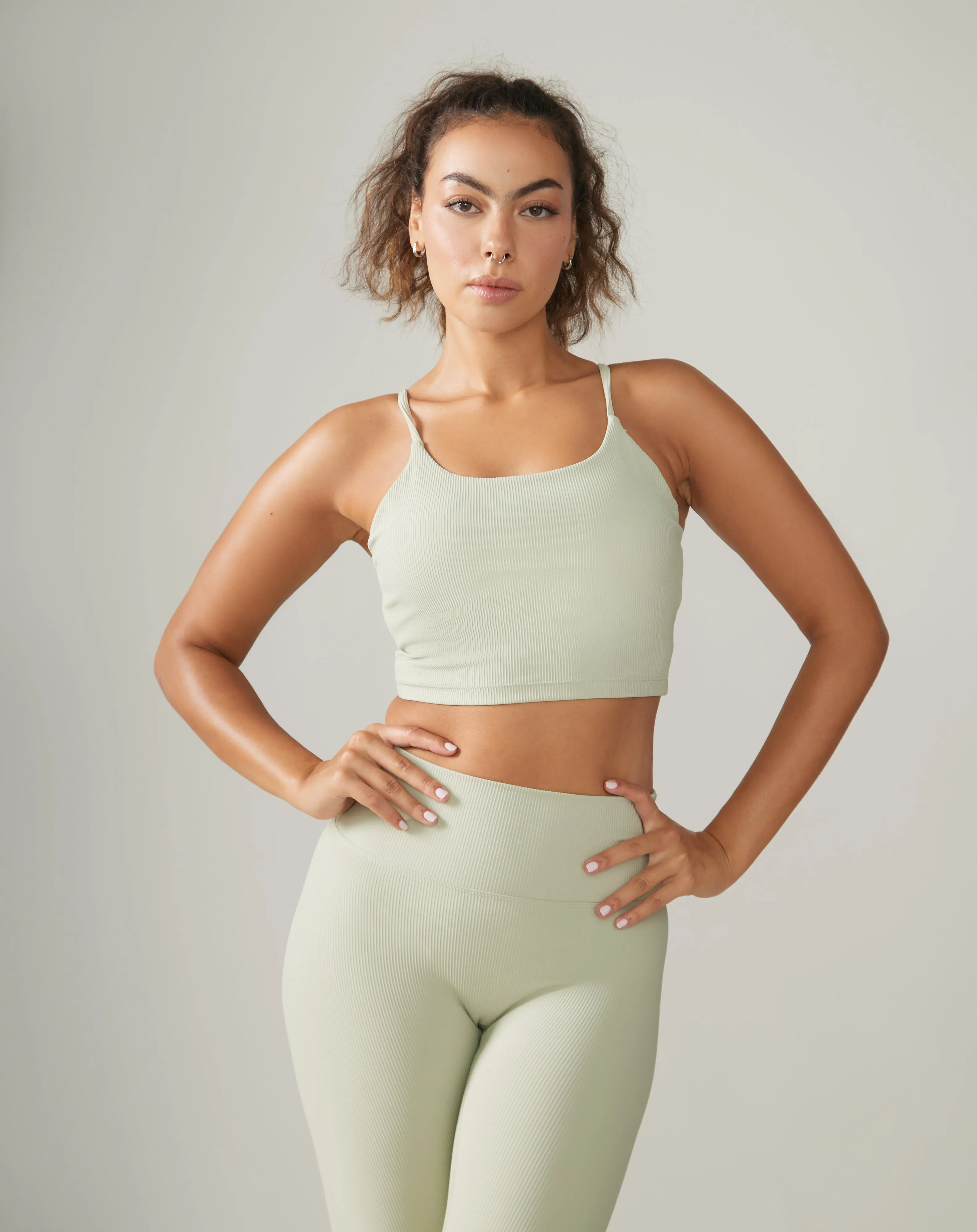 North Star Rib Soft Compression Sports Bra - Mint