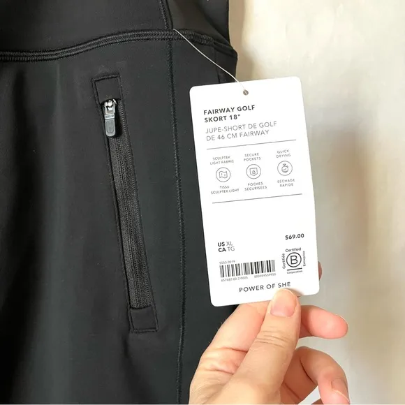 NWT Athleta Fairway High Rise Golf Skort 18&quot; In Black~ Women's Size XL