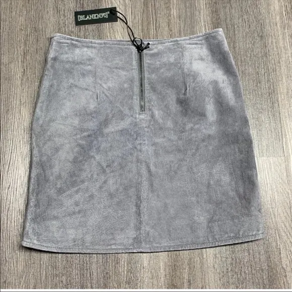 NWT Blank NYC Suede Leather Gray Mini Skirt