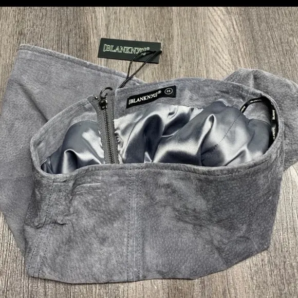 NWT Blank NYC Suede Leather Gray Mini Skirt