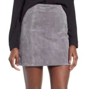 NWT Blank NYC Suede Leather Gray Mini Skirt