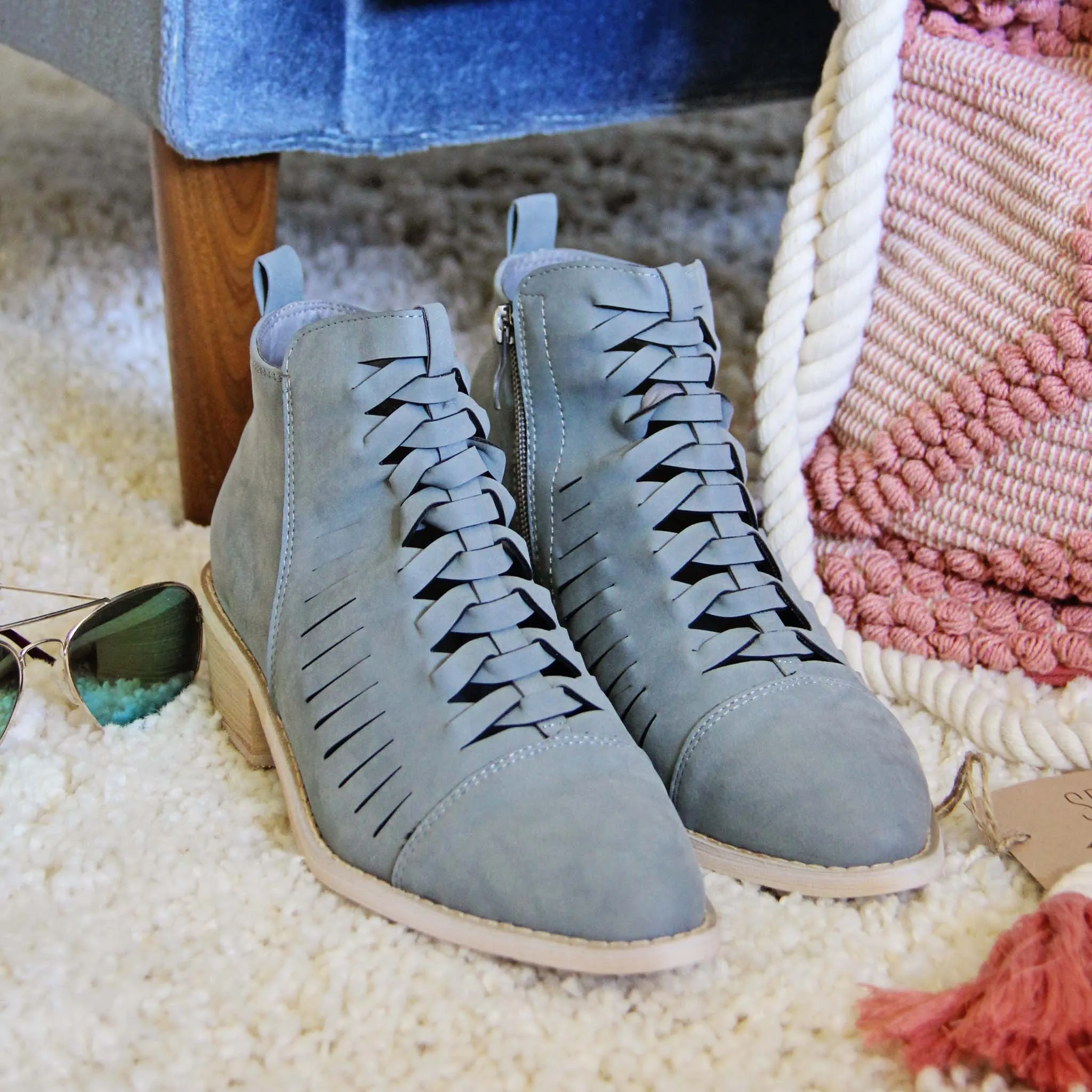 Ostara Woven Booties in Blue