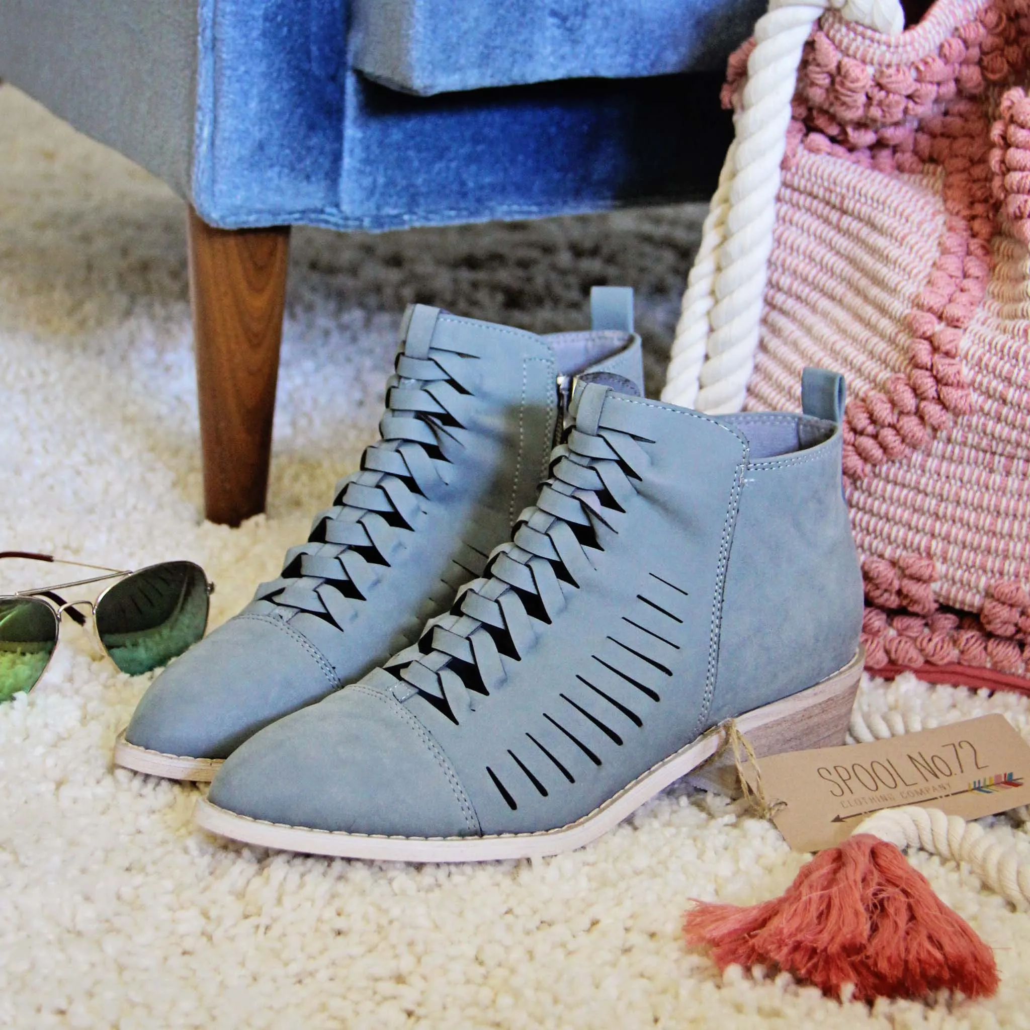 Ostara Woven Booties in Blue