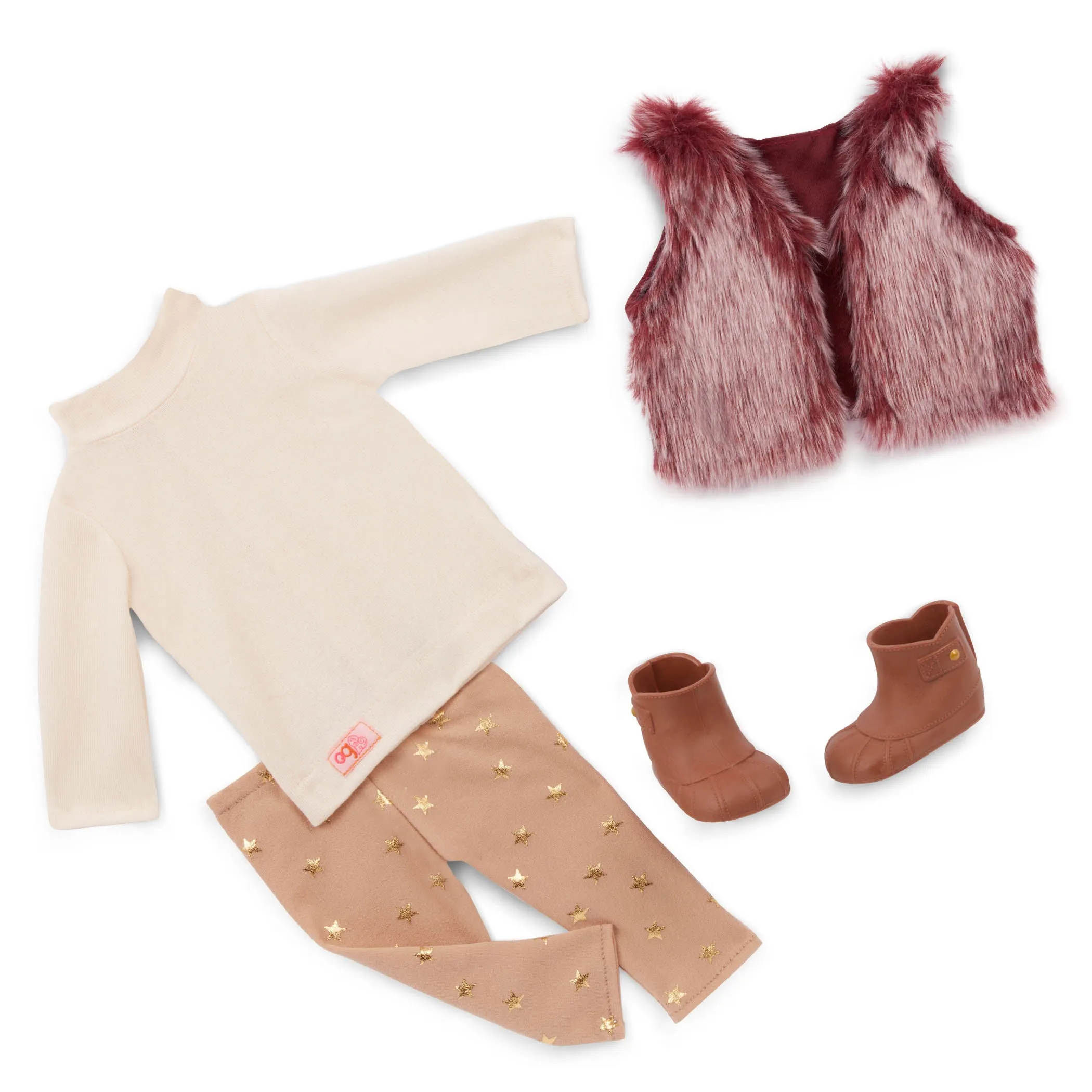 Our Generation 18" Regular Doll With Red Fur Vest - Lei