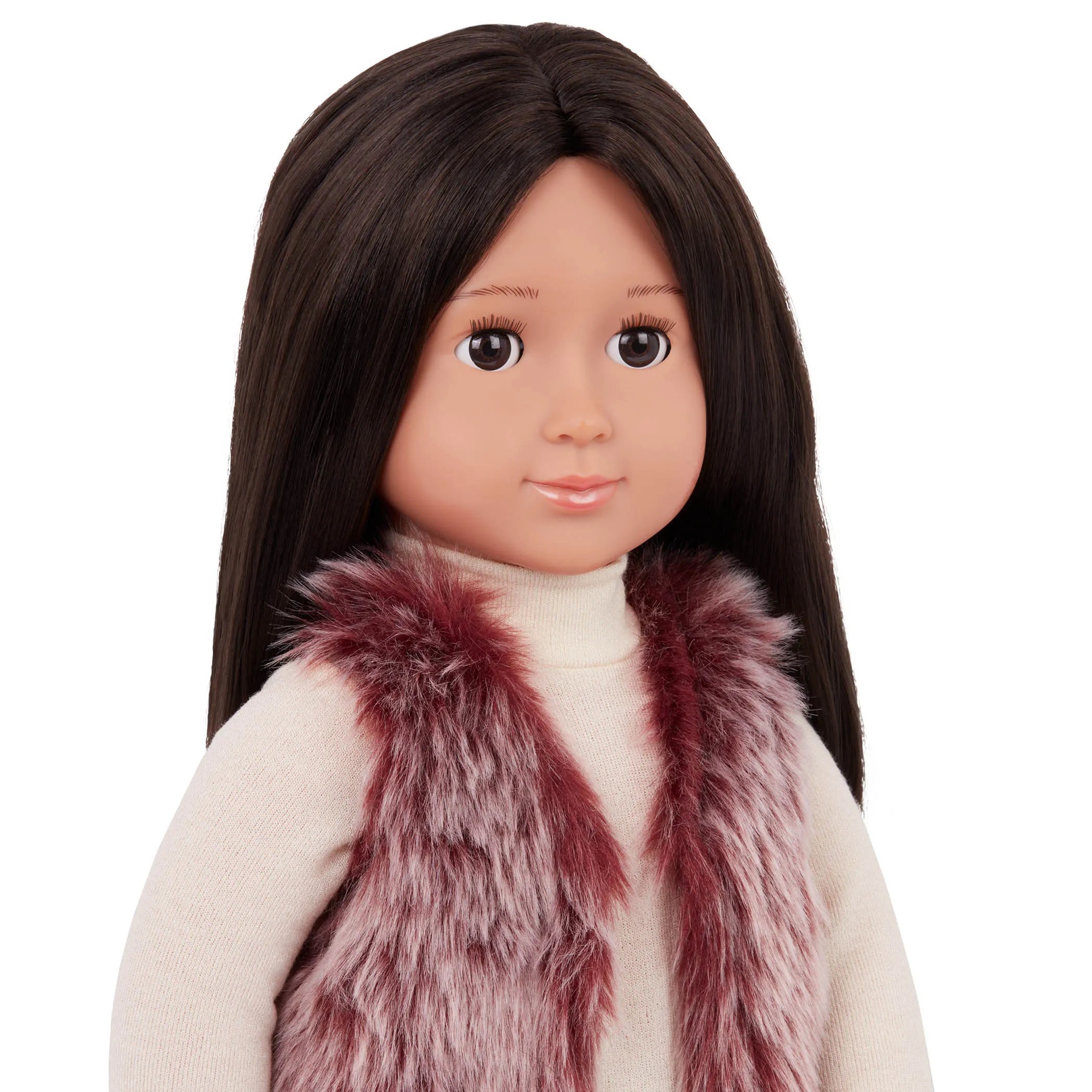 Our Generation 18" Regular Doll With Red Fur Vest - Lei