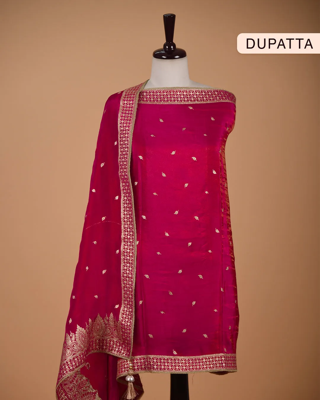 Pink Silk Viscose Blend Woven With Embroidery Unstitched Suit Fabric Set With Silk Viscose Woven Dupatta