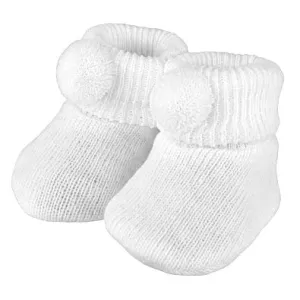 Pom Pom Booties - White