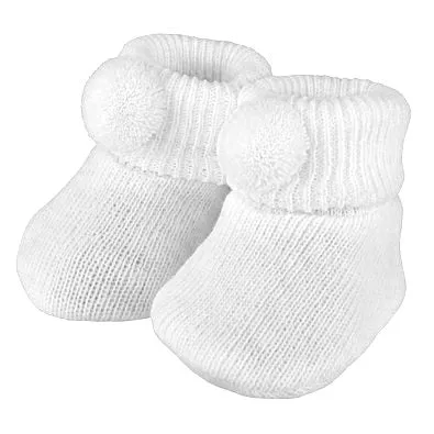 Pom Pom Booties - White