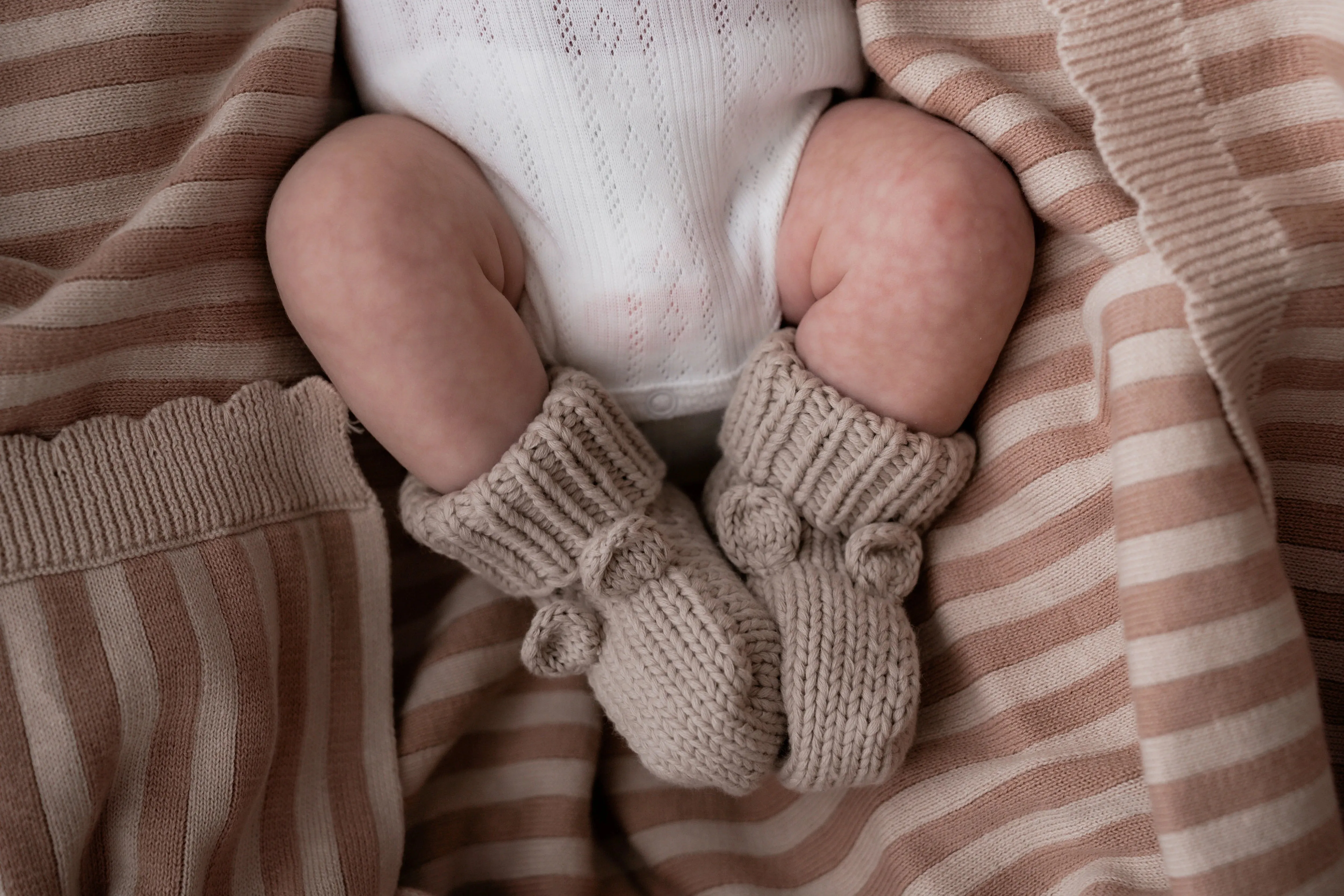 Pop Ya Tot Organic Cotton Beary Booties - Biscuit