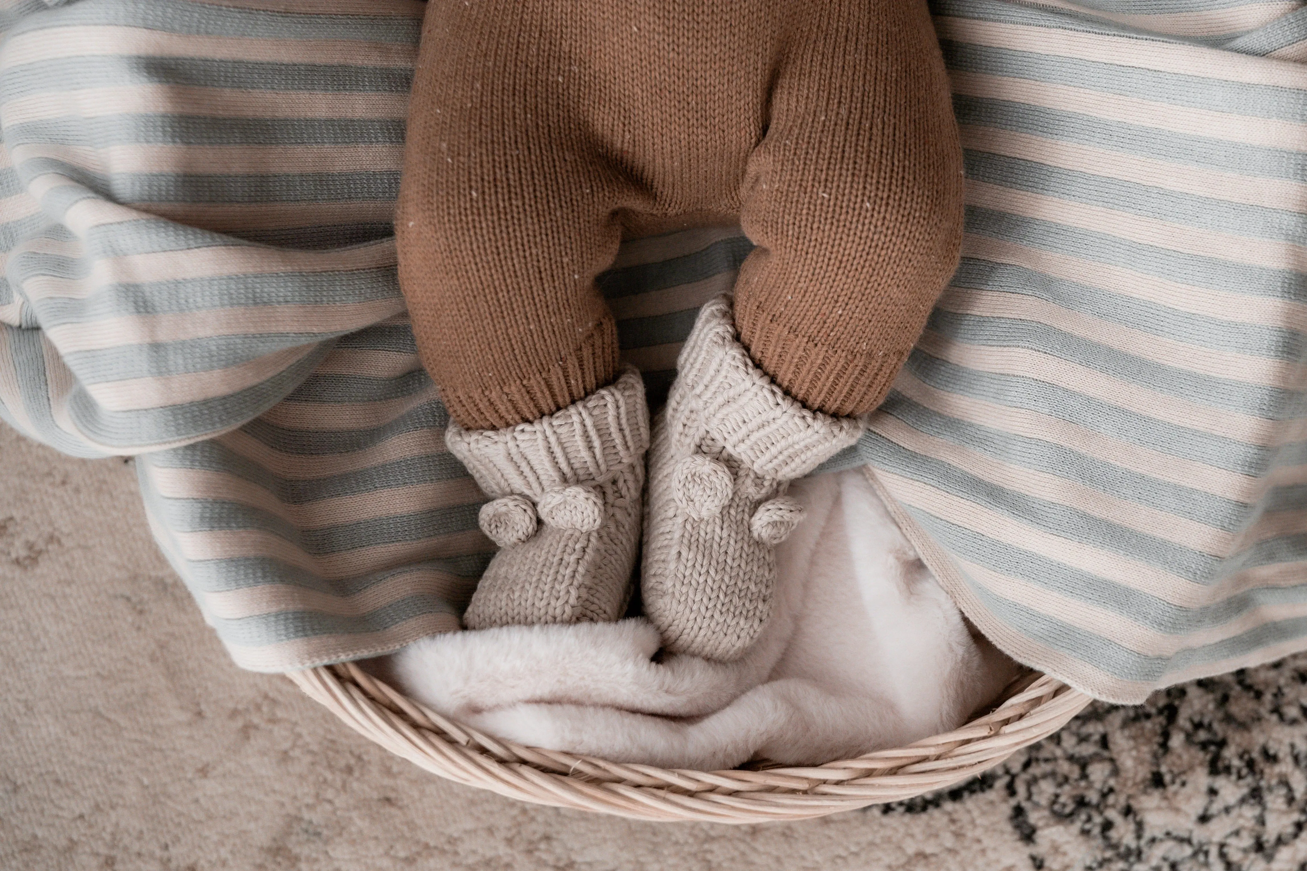 Pop Ya Tot Organic Cotton Beary Booties - Biscuit
