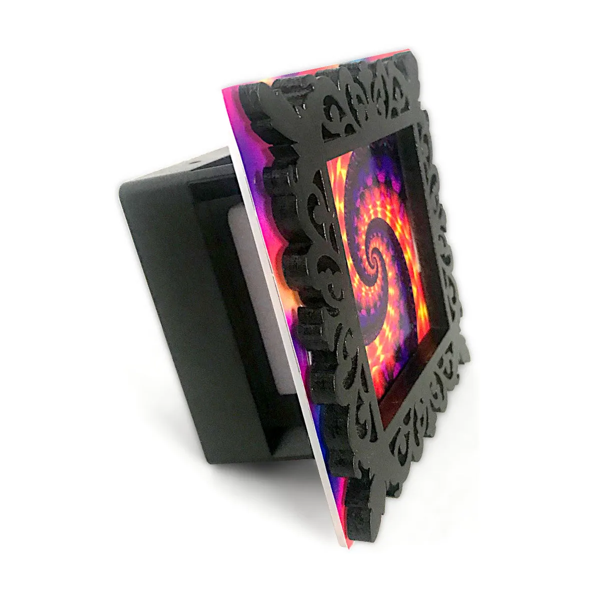 Psychedelic Night Light, Freestanding or Plug-in Decorative Lighting, 3D Framed Art- "Fibonacci Spiral"