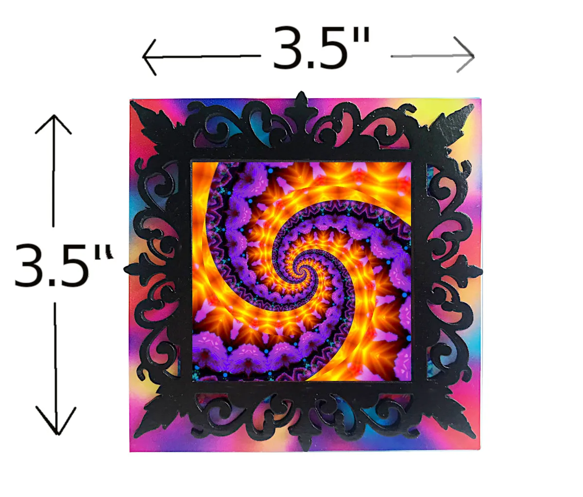 Psychedelic Night Light, Freestanding or Plug-in Decorative Lighting, 3D Framed Art- "Fibonacci Spiral"