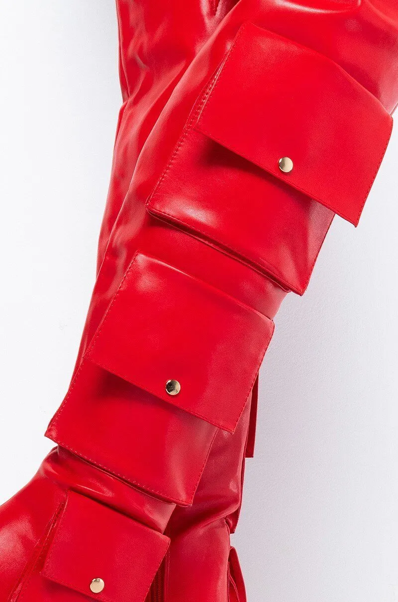 Red Packet Thigh High Boots Women  Pointed Toe Long Boots