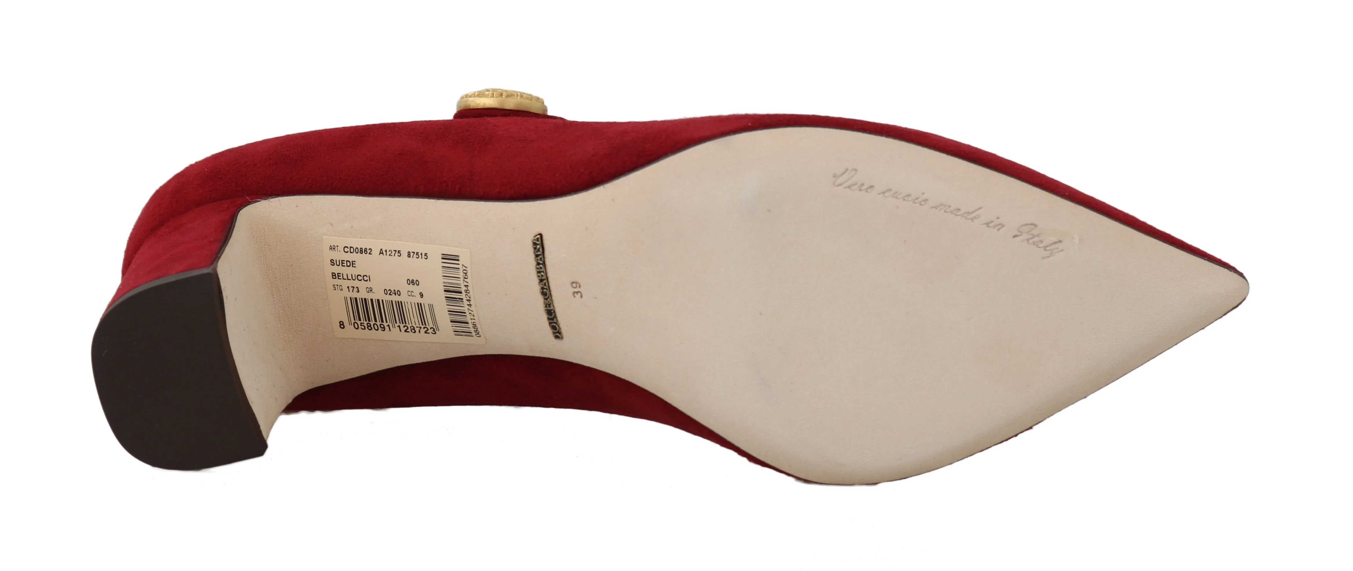 Red Suede Ankle Strap Pumps