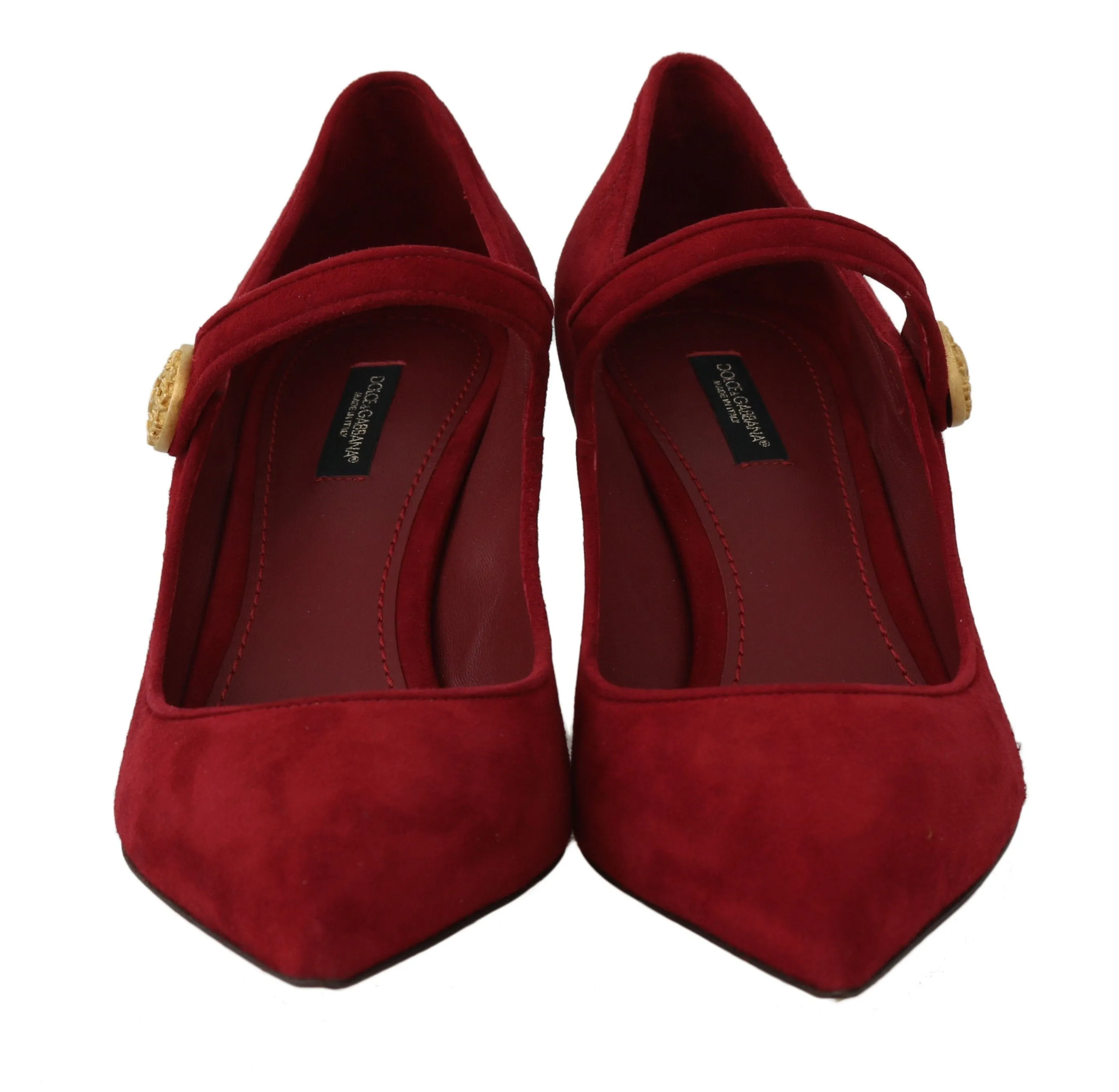Red Suede Ankle Strap Pumps
