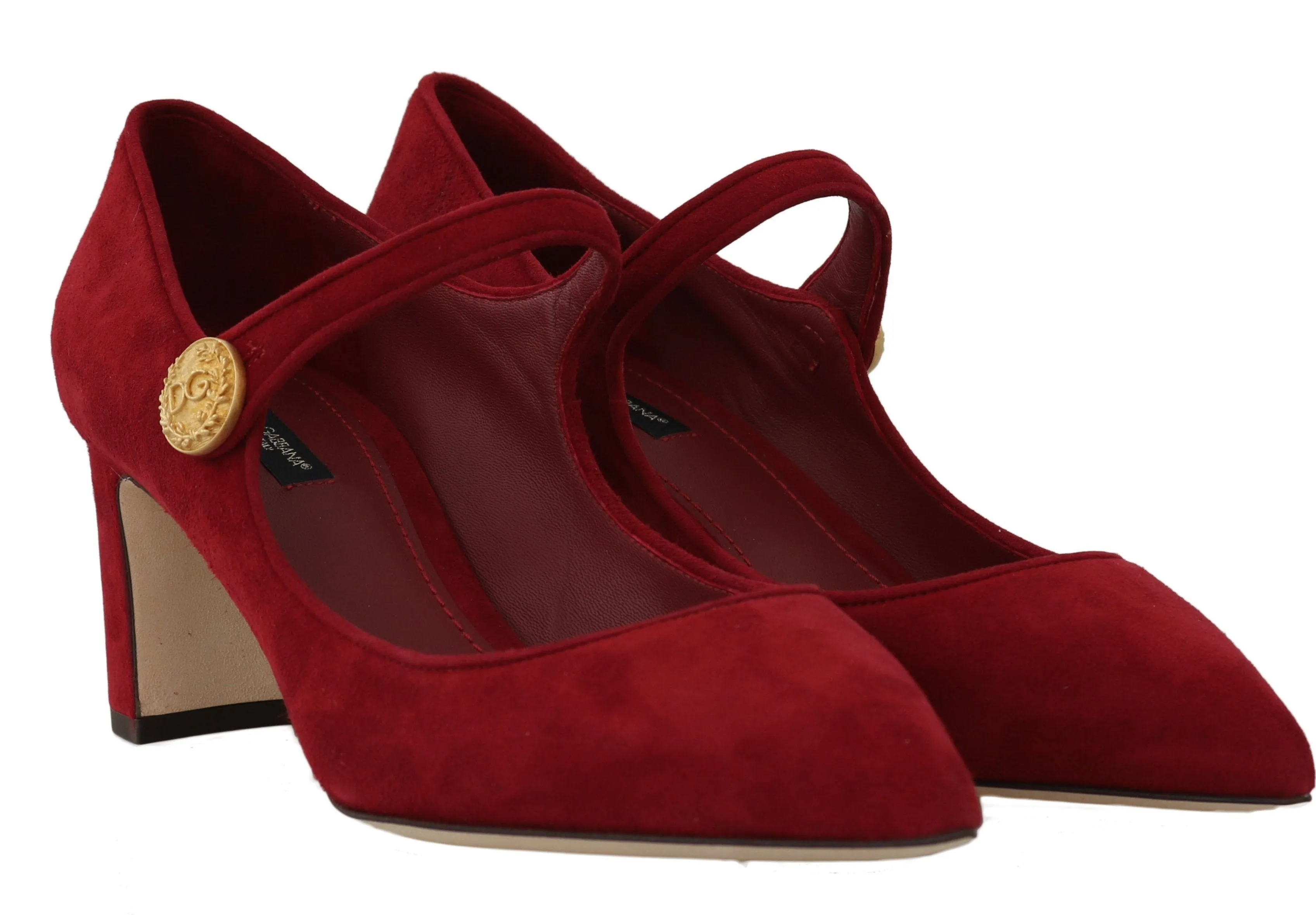 Red Suede Ankle Strap Pumps