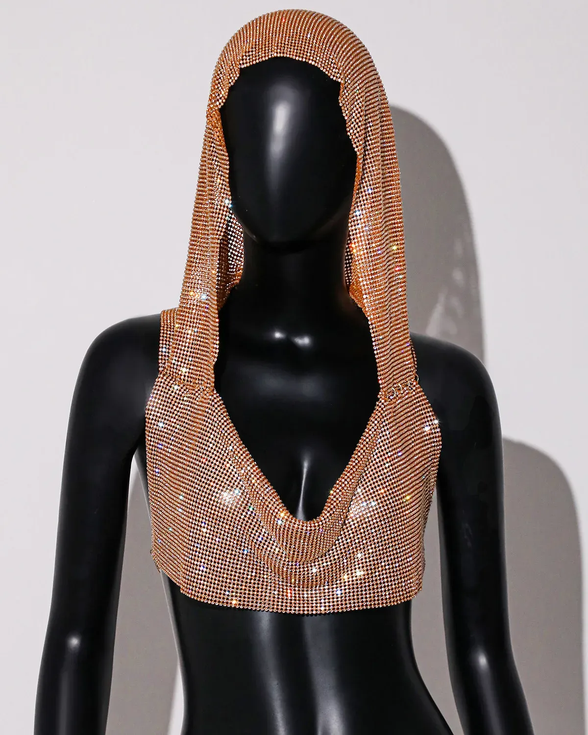 Rhinestone Hooded Crop Top