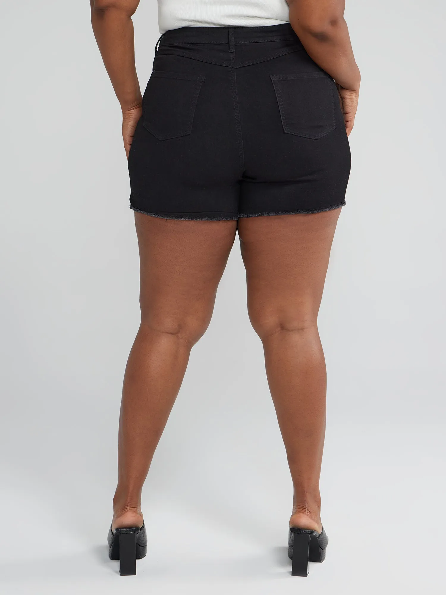 Rhinestone Zip Denim Shorts